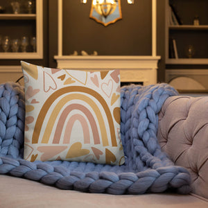 Cute Seasonal Cozy Rainbow Heart Throw Pillow Couch Decor