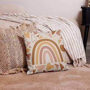 Cute Seasonal Cozy Rainbow Heart Throw Pillow Room Decor