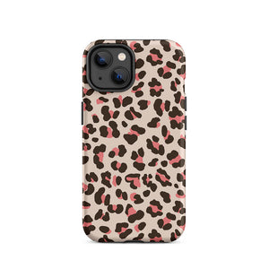 Fashionable Pinky Wild Leopard Motif iPhone 14 Rugged Case