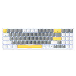 Gray White 2.4GHz Wireless Slim Tri-Color Mechanical Keyboard LED Backlight