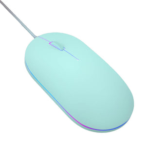 Green RGB Backlight Minimalist Pastel Goth Mouse 1000 DPI USB