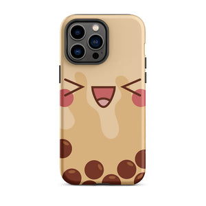 Happy Emoji Face Bubble Tea iPhone 14 Pro Max Rugged Case