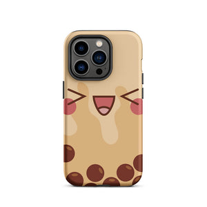 Happy Emoji Face Bubble Tea iPhone 14 Pro Rugged Case