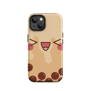 Happy Emoji Face Bubble Tea iPhone 14 Rugged Case