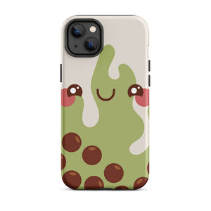 Kawaii Happy Face Bubble Tea iPhone 14 Plus Rugged Case