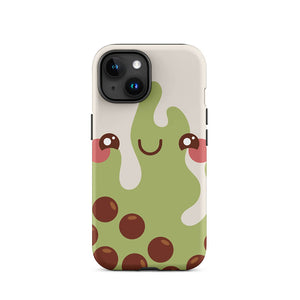 Kawaii Happy Face Bubble Tea iPhone 15 Rugged Case