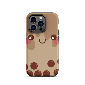 Kawaii Smiling Face Bubble Tea iPhone 14 Pro Rugged Case