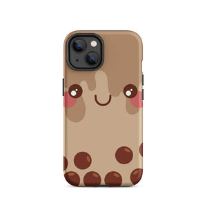 Kawaii Smiling Face Bubble Tea iPhone 14 Rugged Case