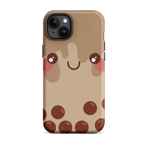 Kawaii Smiling Face Bubble Tea iPhone 15 Plus Rugged Case