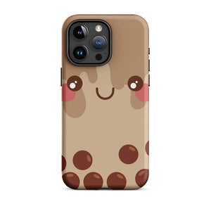 Kawaii Smiling Face Bubble Tea iPhone 15 Pro Max Rugged Case