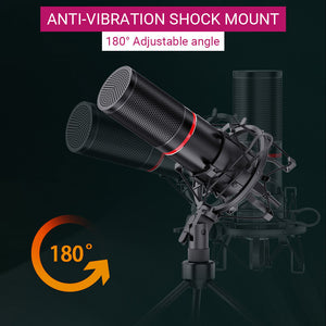 Metal Black Cardioid Microphone Tripod Anti-Shock Mount USB