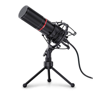 Metal Black Cardioid Microphone Tripod Shock Mount USB