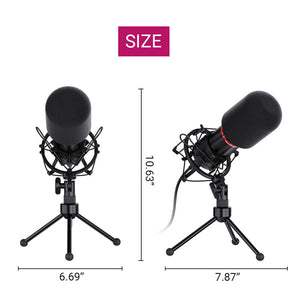 Metal Black Cardioid Microphone Tripod Shock Mount USB Size