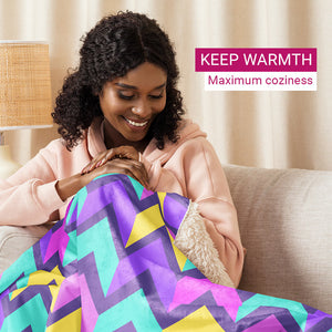 Multi-Colored Repeated Abstract Arrowhead Sherpa Blanket Keep Warmth