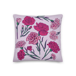 Pinky Rose Flower Assortment Throw Pillow 18x18"
