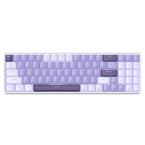 Purple White 2.4GHz Wireless Slim Tri-Color Mechanical Keyboard LED Backlight