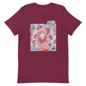Red Pink Pom Pom Hair Girl Tee Blink Eye
