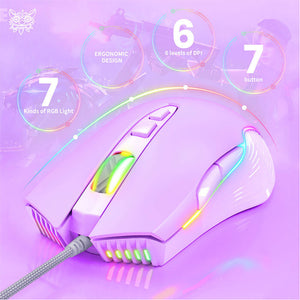 RGB Backlight Cute Pastel Gaming Mouse 6400 DPI USB