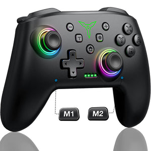 RGB Black Bluetooth Gamepad Vibration Turbo Macro Switch Buttons