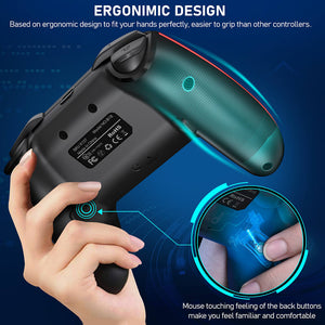 RGB Black Bluetooth Gamepad Vibration Turbo Macro Switch Ergonomic Design