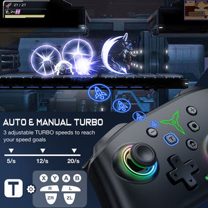 RGB Black Bluetooth Gamepad Vibration Turbo Modes Macro Switch