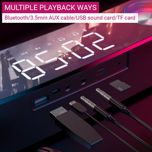 RGB Bluetooth 5.0 Neon Mechanical Soundbar Hifi Sound Clock Multiple Playback Ways