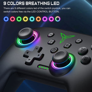 RGB Lighting Black Bluetooth Gamepad Vibration Turbo Macro Switch