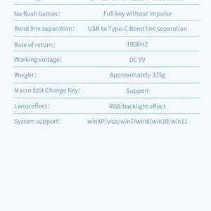 RGB Slim Gradient Color Mechanical Keyboard USB Gasket Structure Specifications