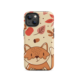 Seasonal Autumn Kawaii Cartoon Fox iPhone 14 Rugged Case