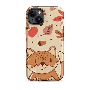 Seasonal Autumn Kawaii Cartoon Fox iPhone 15 Plus Rugged Case