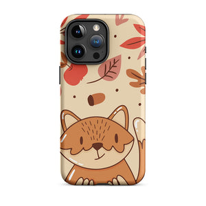 Seasonal Autumn Kawaii Cartoon Fox iPhone 15 Pro Max Rugged Case