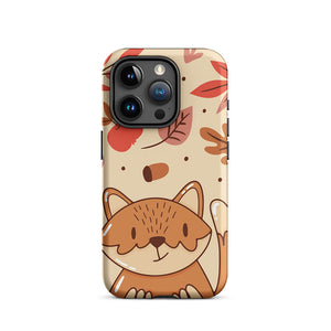 Seasonal Autumn Kawaii Cartoon Fox iPhone 15 Pro Rugged Case