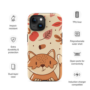 Seasonal Autumn Kawaii Cartoon Fox iPhone 15 Rugged Case Features