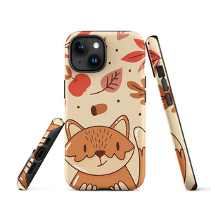 Seasonal Autumn Kawaii Cartoon Fox iPhone 15 Rugged Case Picture