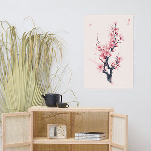 Seasonal Pinky Sakura Flower Branch Metal Poster Picture