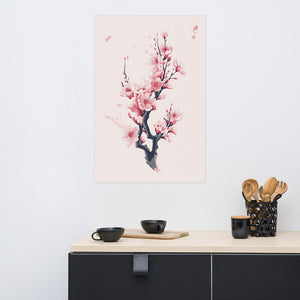 Seasonal Pinky Sakura Flower Branch Metal Poster Picture