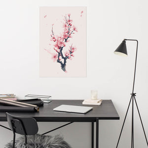 Seasonal Pinky Sakura Flower Branch Metal Poster Picture