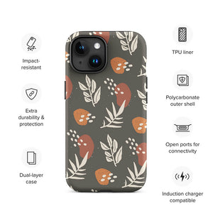 Soft Grayish Green Plant Leaf Seed iPhone 15 Case Features