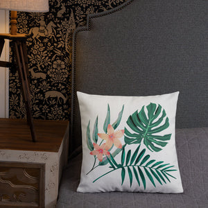 Tropical Wildlife Flower Leaf Throw Pillow Picture