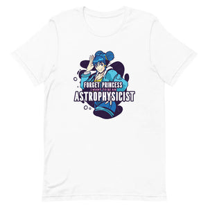 White Astrophysicist Double Pom Pom Blue Hair Girl Tee