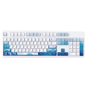 White Bluetooth Lotus Flower Landscape Mechanical Keyboard White Backlight