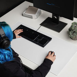 White Large Pastel Minimalist Unicolor Mouse Pad Anti-Slip Setup