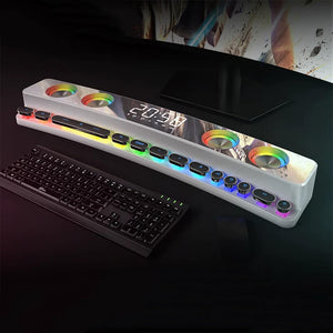 White RGB Bluetooth 5.0 Neon Mechanical Soundbar Hifi Sound Clock