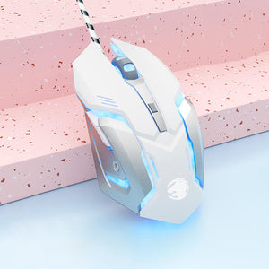 White Werewolf Gaming Mouse 3200 DPI Silent Button USB RGB