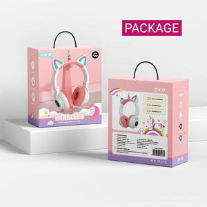 Wireless Kawaii Unicorn Headphones Mic RGB Foldable Kids Package
