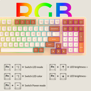 Wireless Tri-Mode Cozy Mechanical Keyboard RGB Backlight Colors