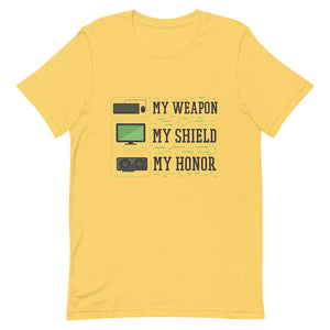 Yellow Brave Warrior PC Gamer Stuff Tee Computer Gaming