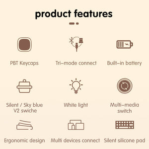 2.4GHz Wireless Cozy Mechanical Keyboard Tri-Mode LED PBT Features