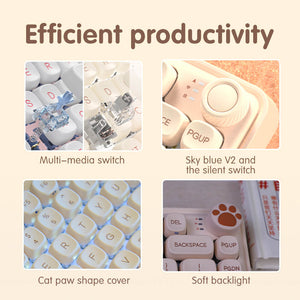 2.4GHz Wireless Cozy Mechanical Keyboard Tri-Mode LED PBT Features