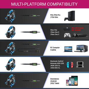 3D Stereo Modern Gaming Headset Microphone 3.5mm Jack USB Multi-Platform Compatibility